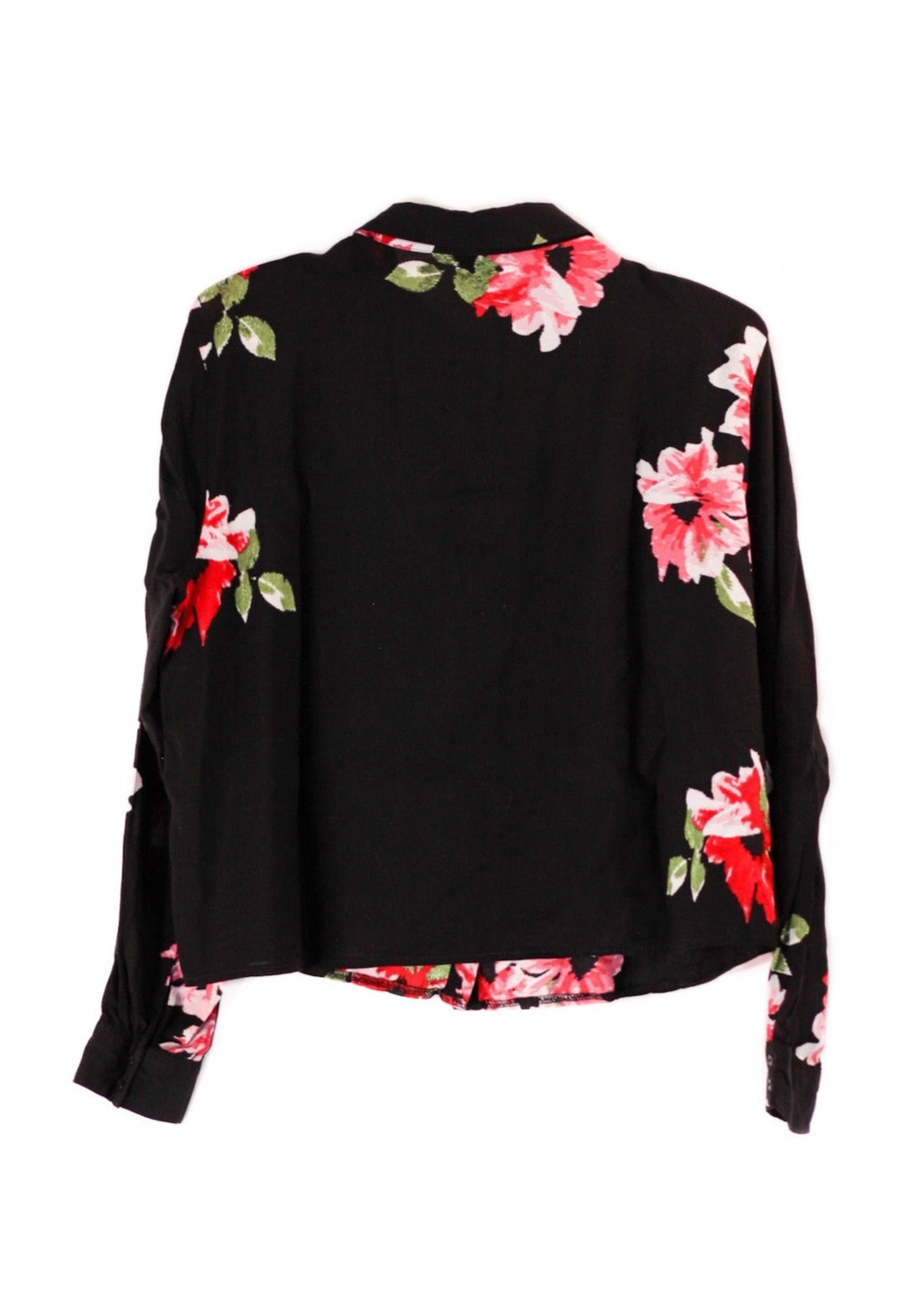 Flower Printed Black Blouse