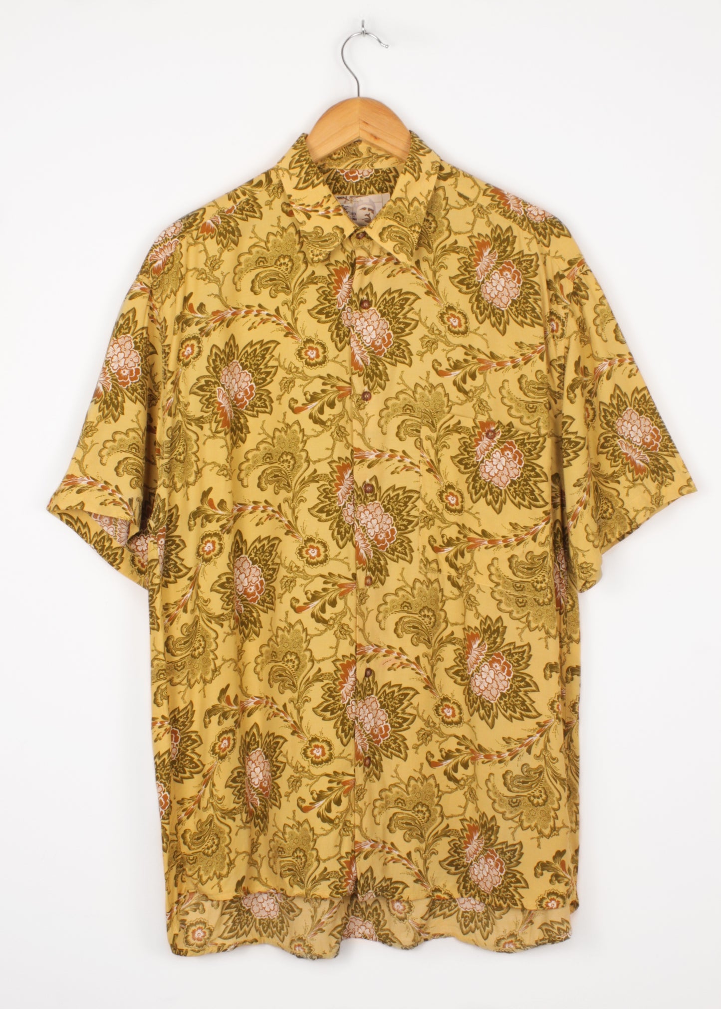 Vintage floral printed shirt in yellow