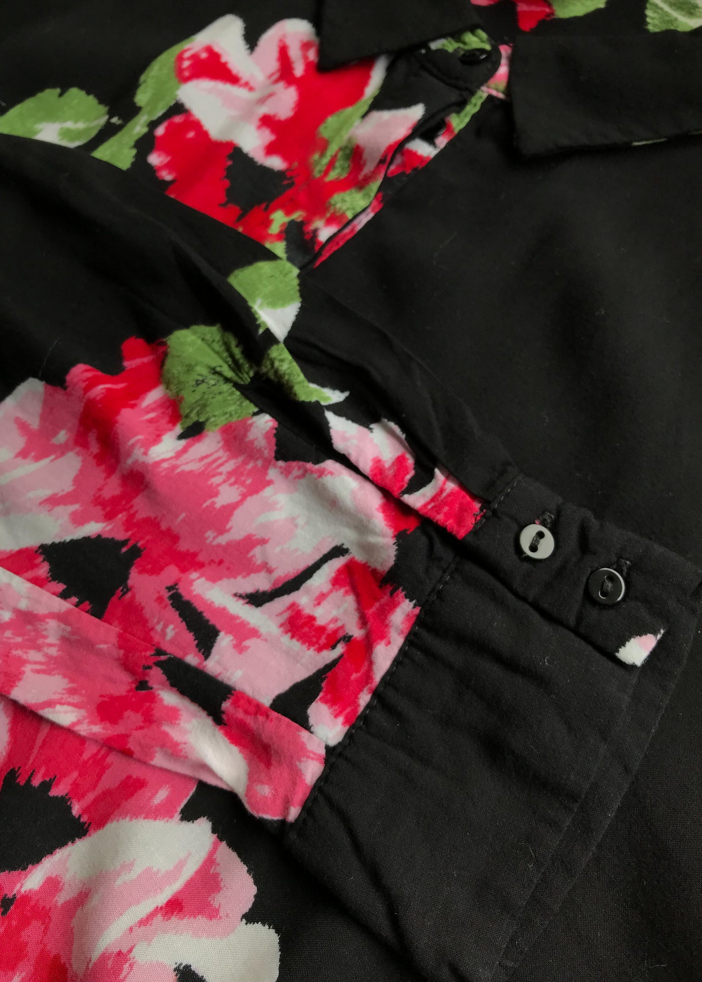 Flower Printed Black Blouse