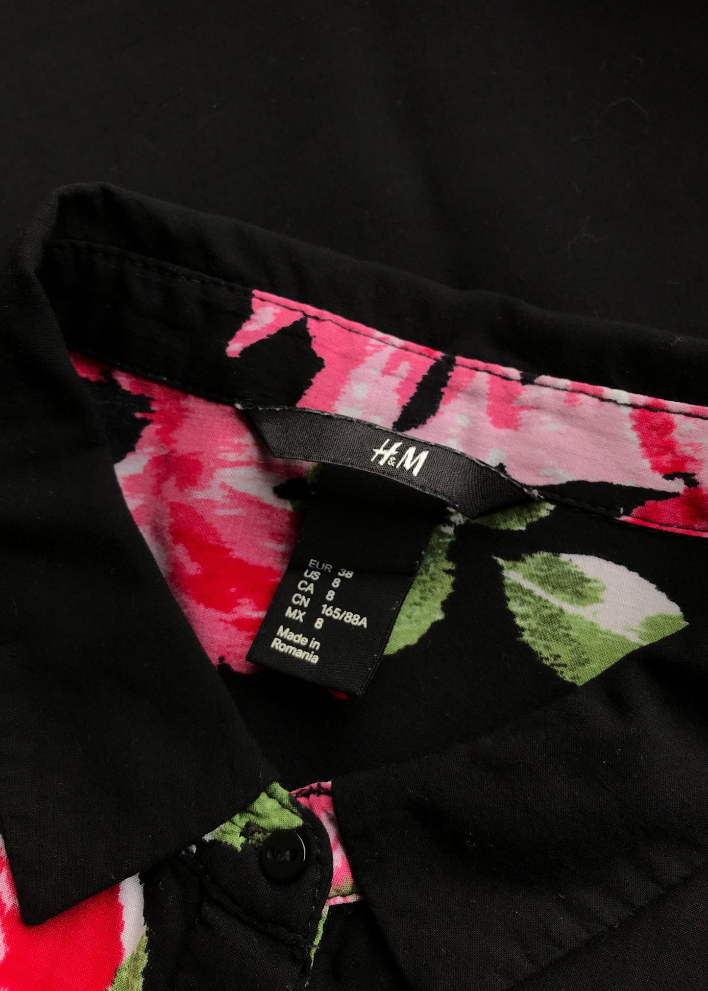 Flower Printed Black Blouse