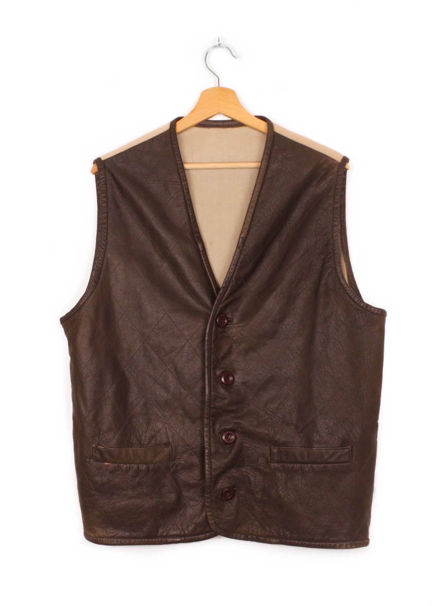 Vintage leather vest in brown