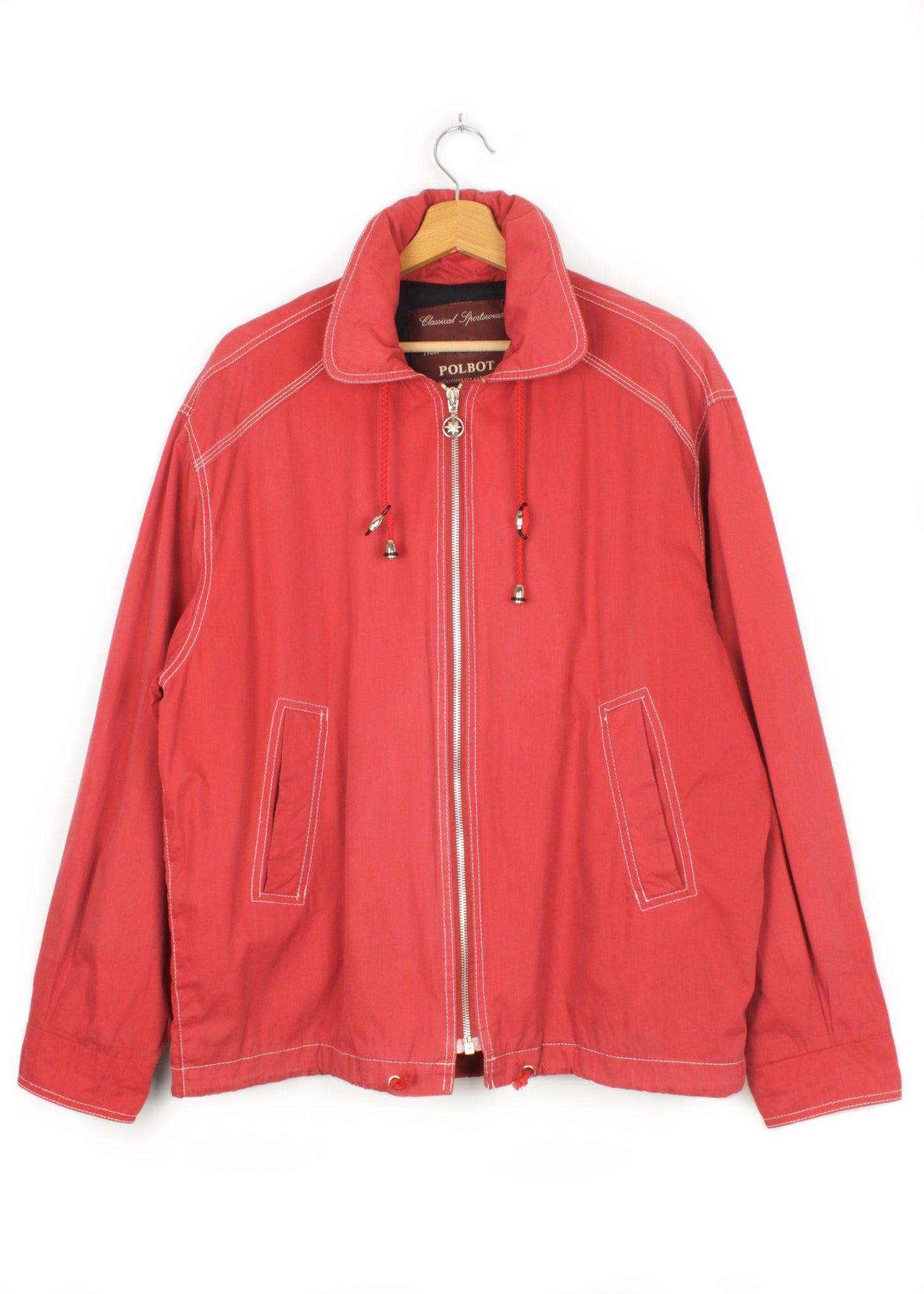 Polbot windbreaker in red with hidden hood