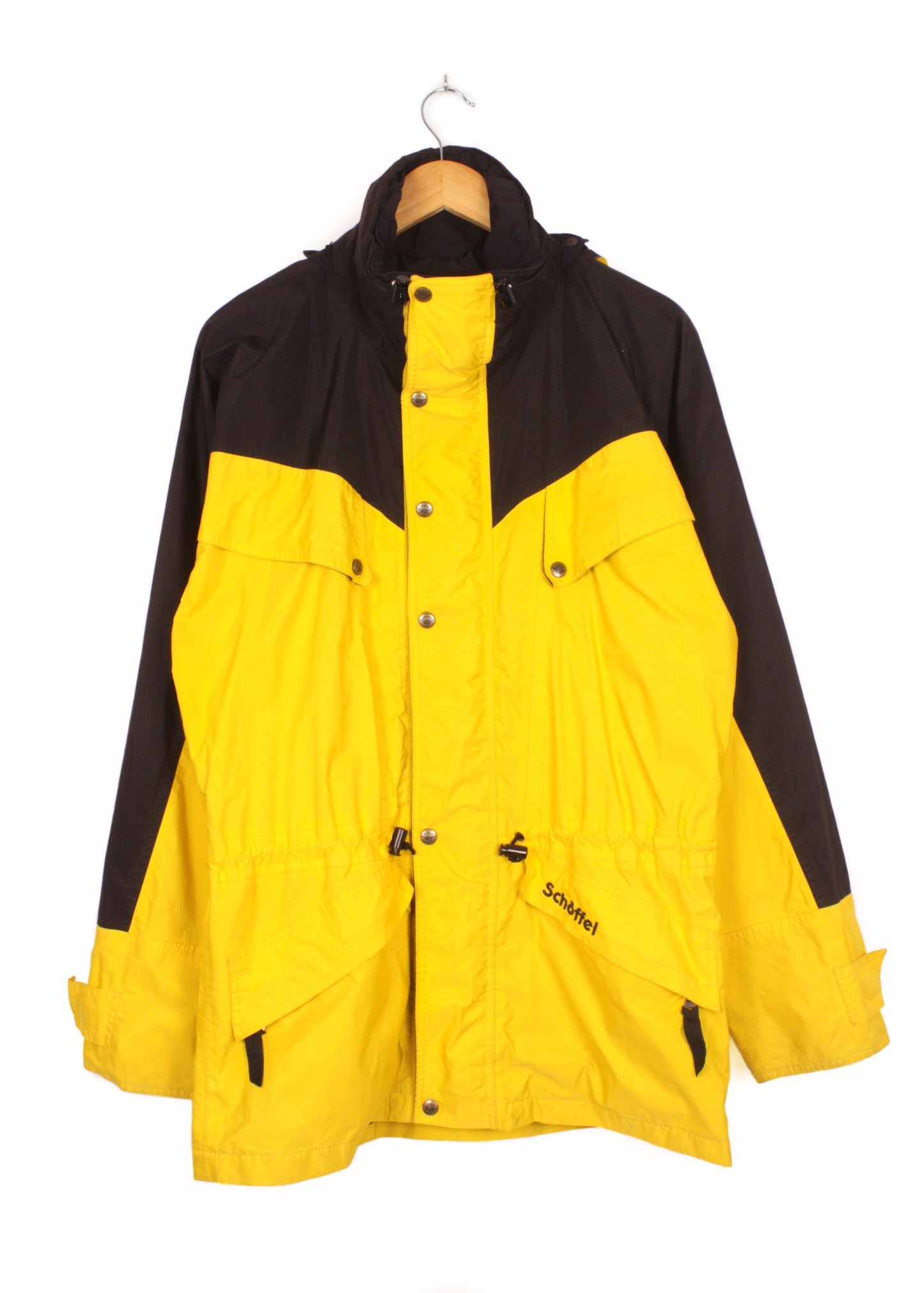 Vintage sport parka in yellow with hidden hood
