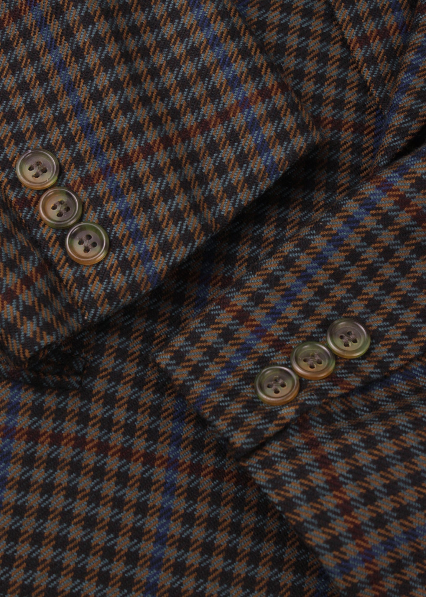 Woolen checked jacket in green, blue, black