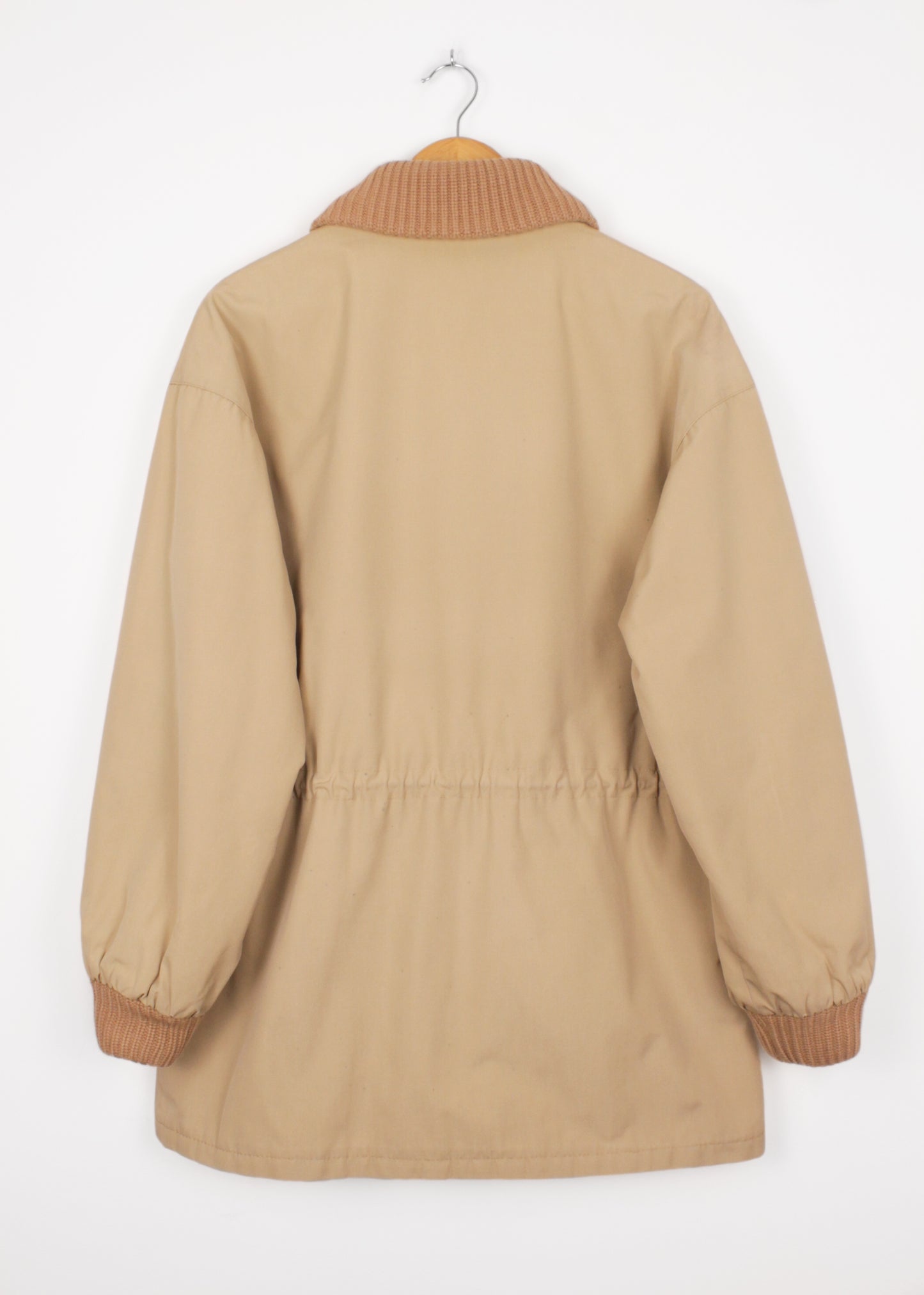 Vintage parka in beige with knit collar