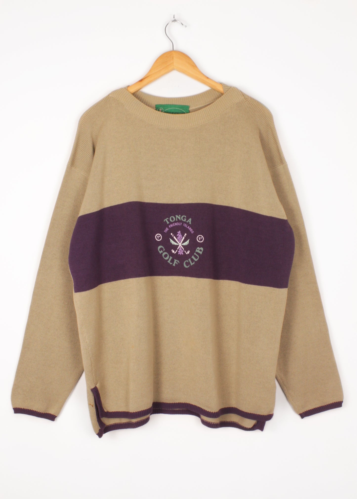 Vintage sweater in sand and purple