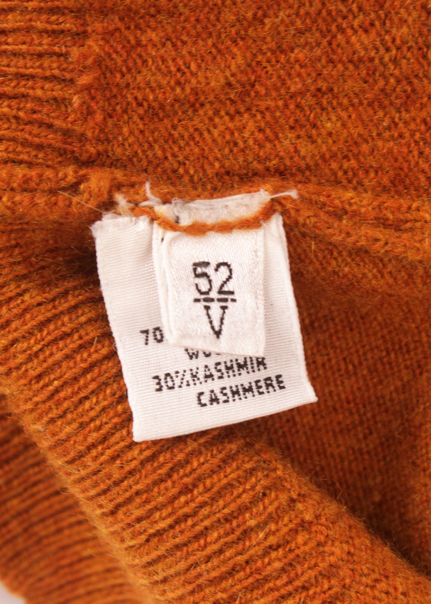 Vintage woolen cashmere sweater in ochre