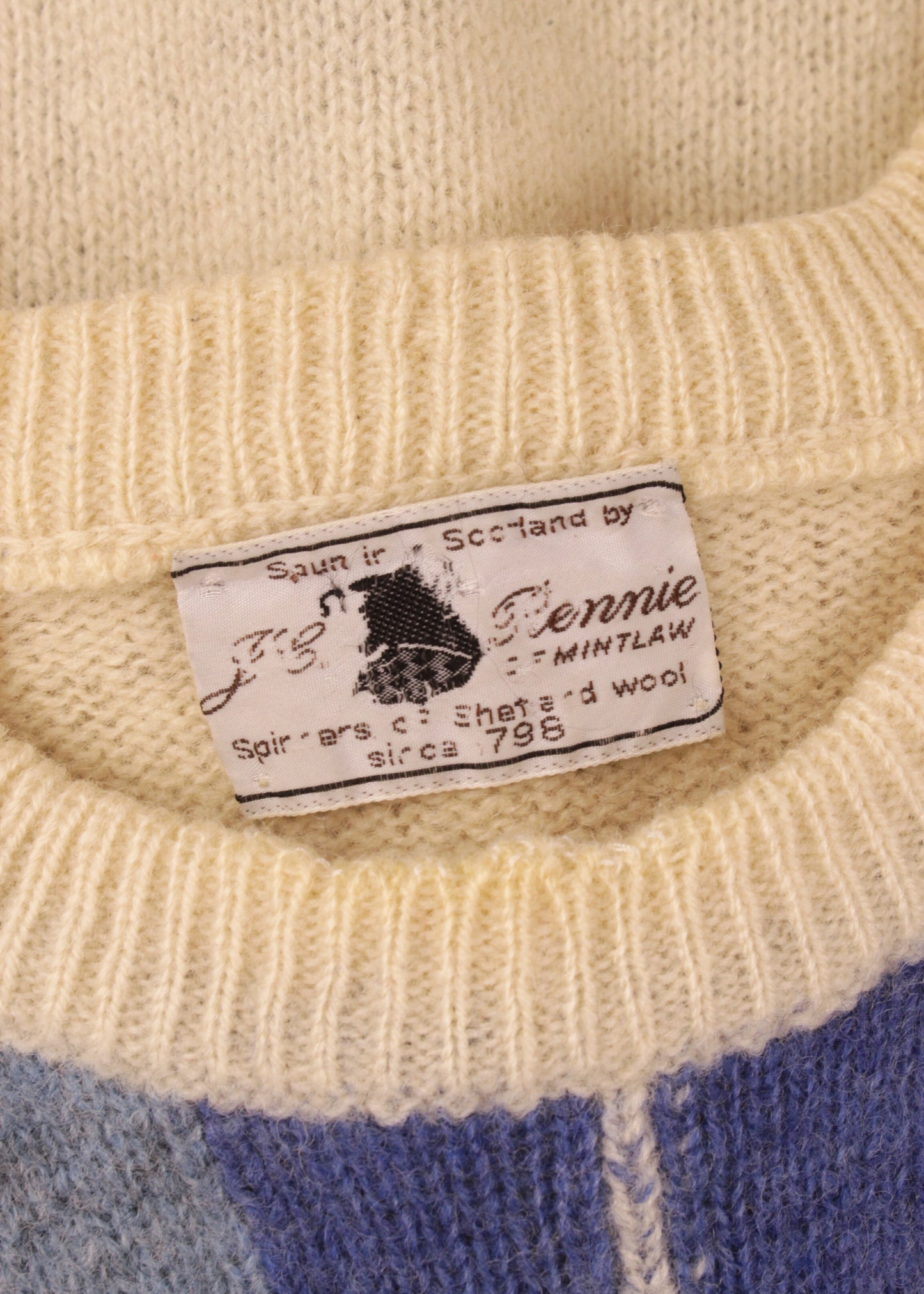 Shepard wool sweater in cream and blue
