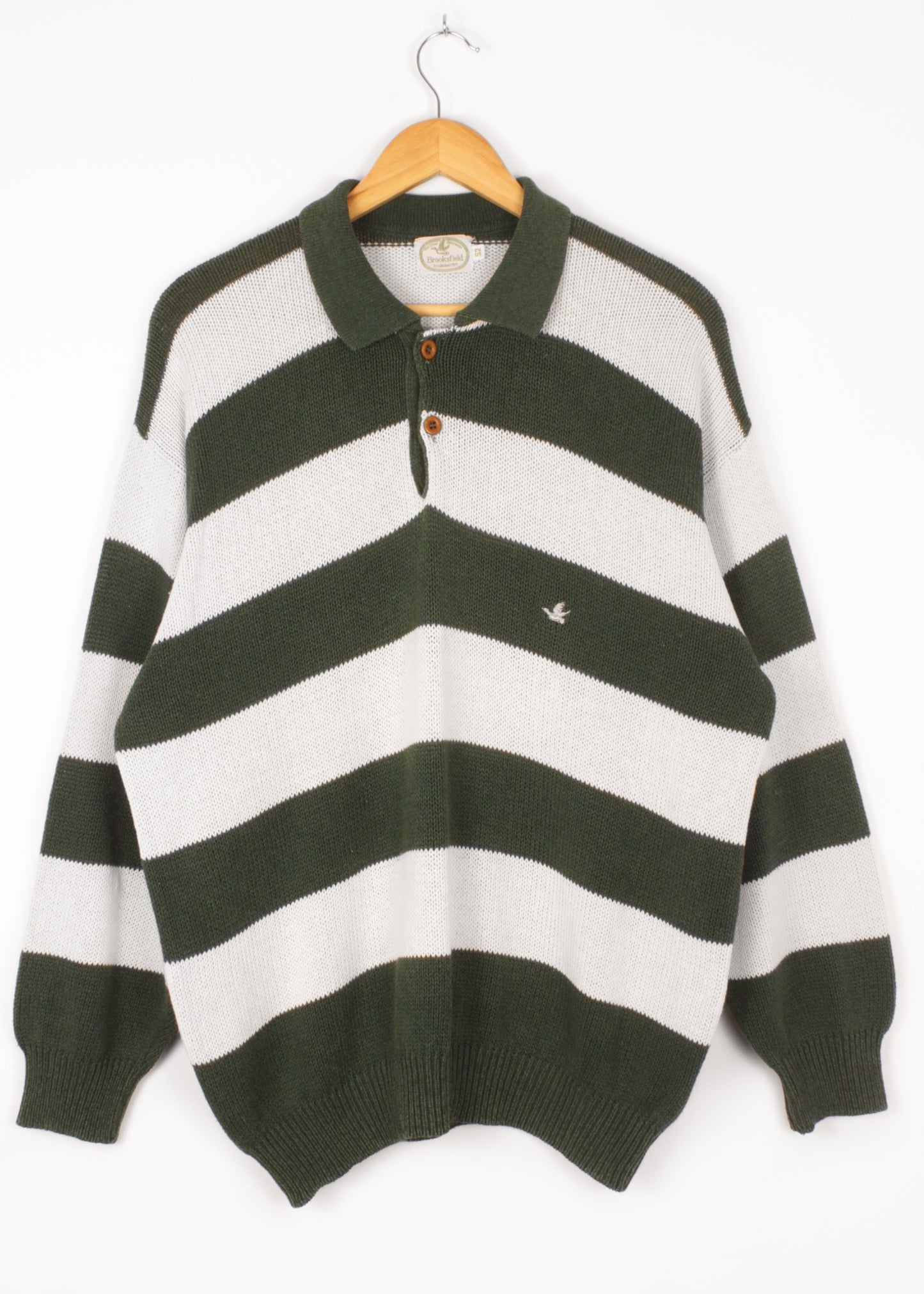 Vintage striped sweater in white and green