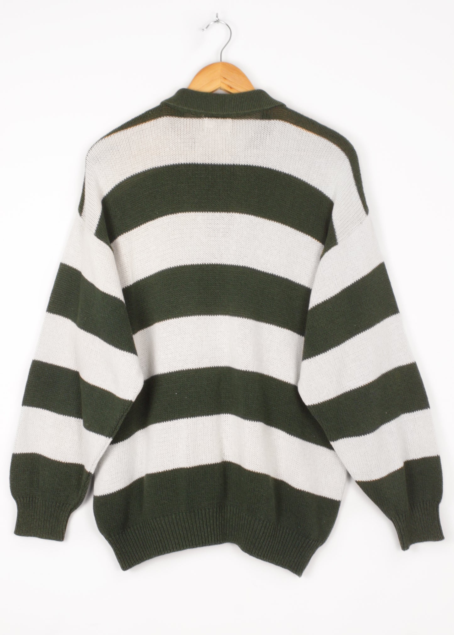 Vintage striped sweater in white and green
