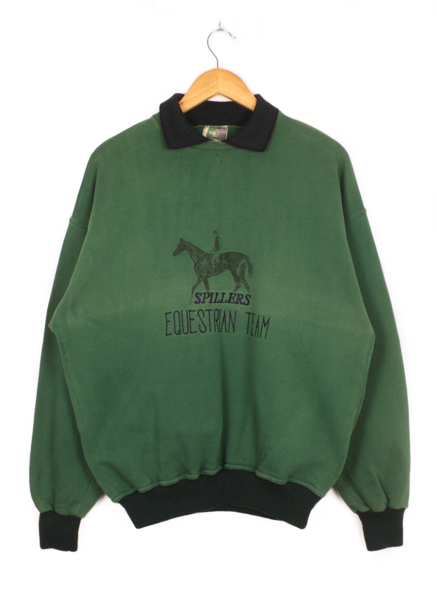 Vintage sweatshirt in green with collar