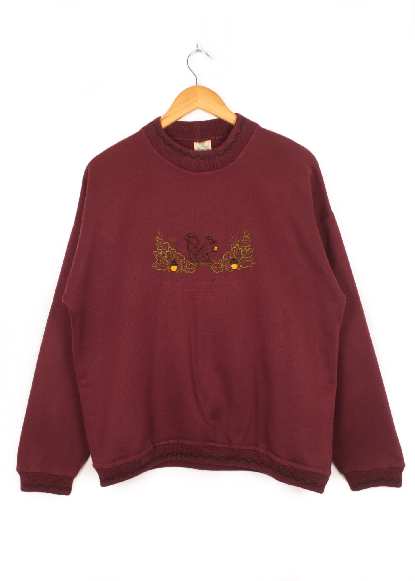 Vintage sweatshirt in burgundy with embroidery