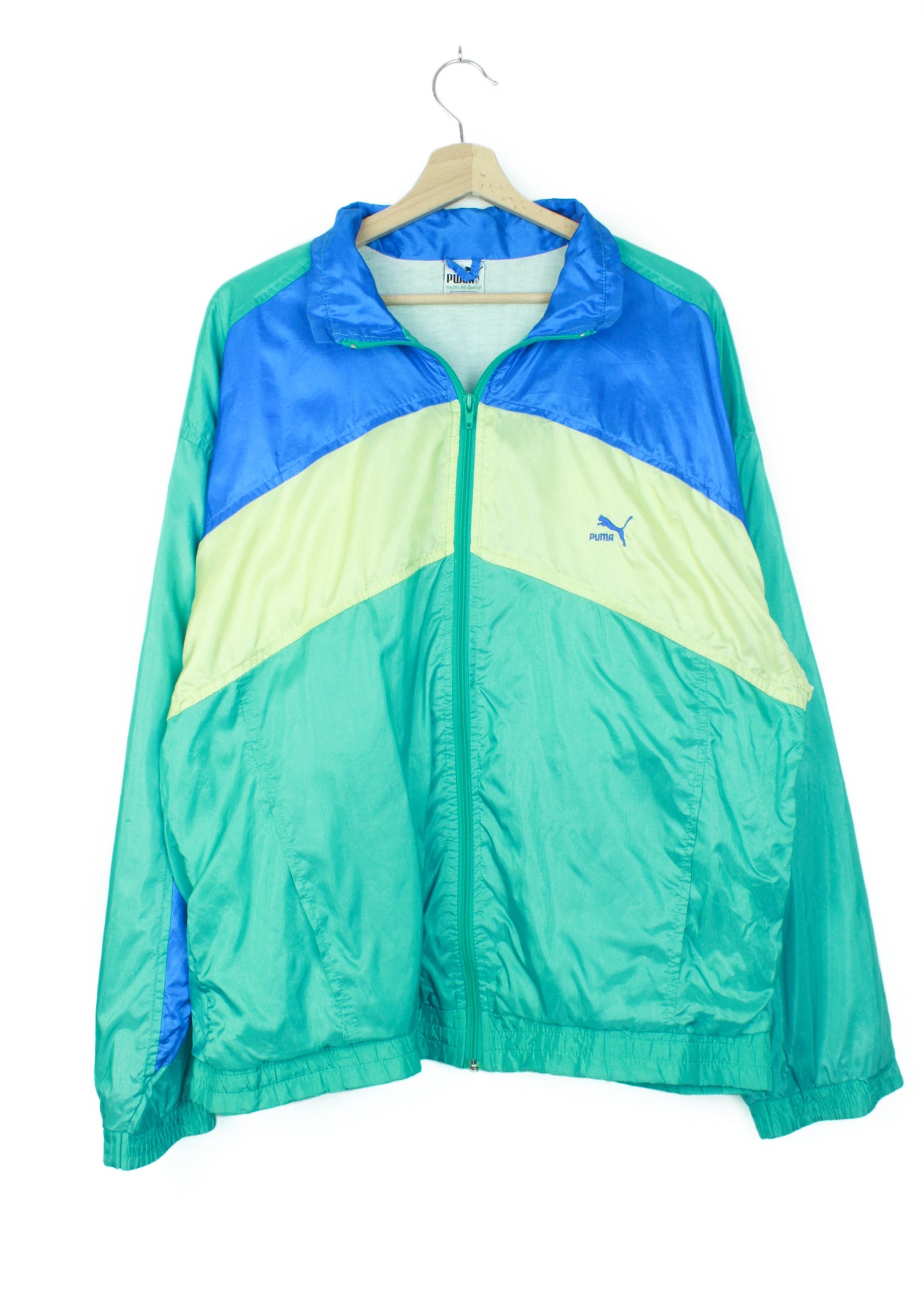 Puma windbreaker in light green and blue