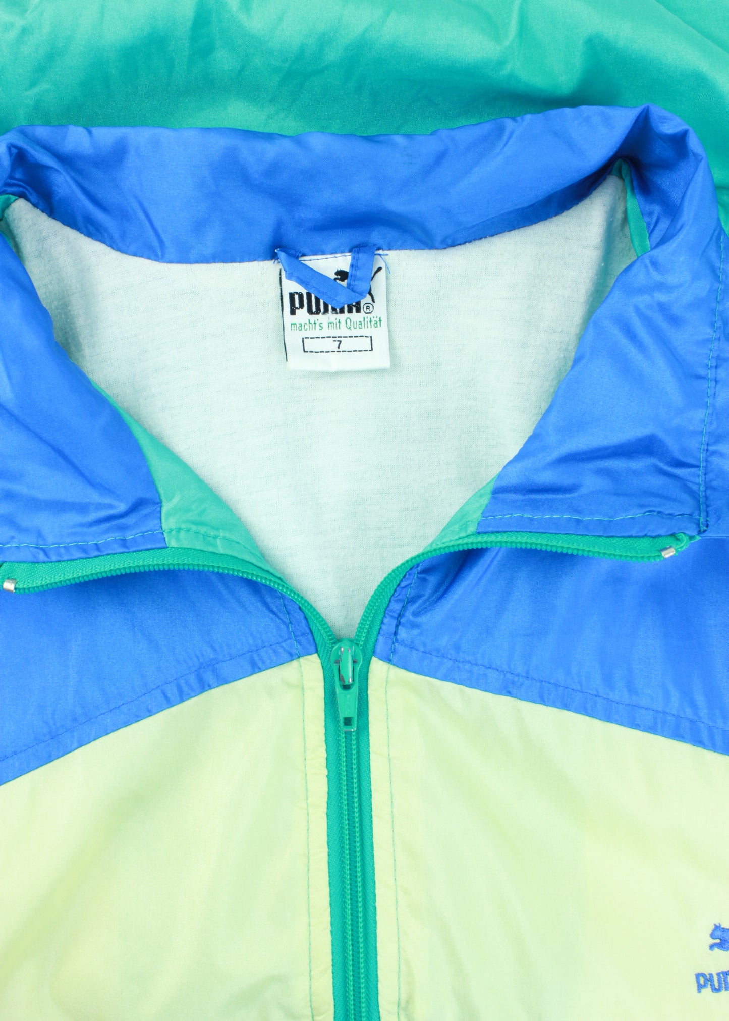 Puma windbreaker in light green and blue