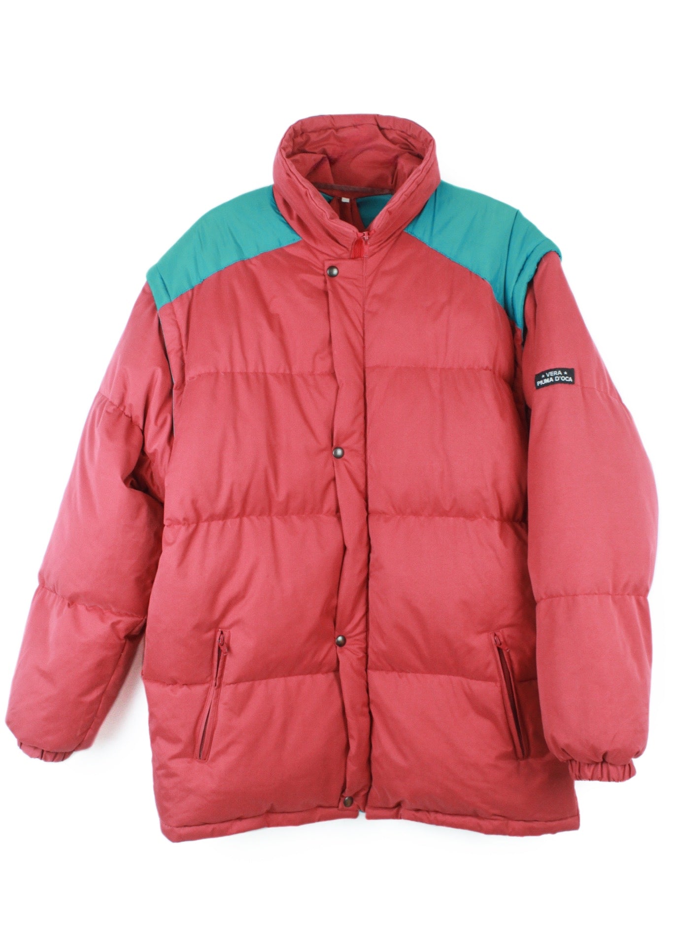 Vintage jacket in red with removable sleeves