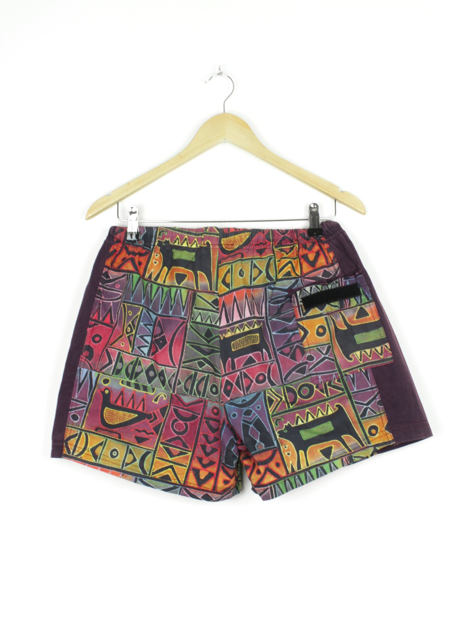 Vintage printed swimming trunks in burgundy