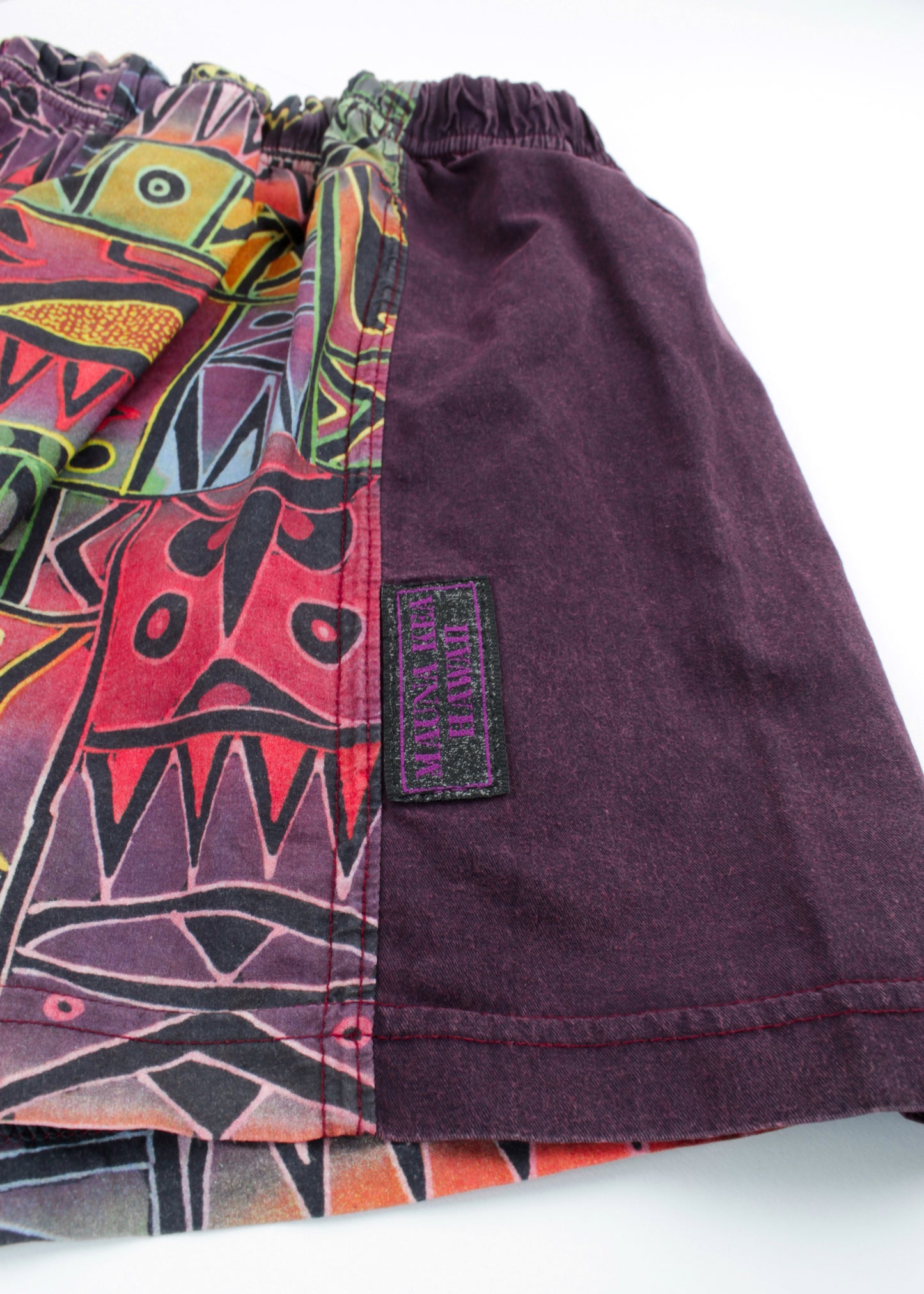 Vintage printed swimming trunks in burgundy