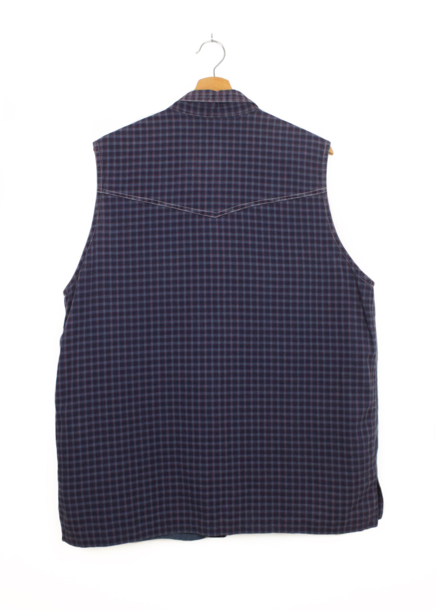 Checked linen vest in blue