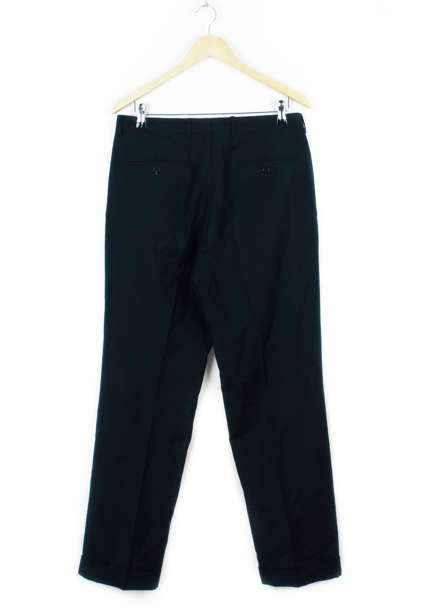 Vintage classic woolen straight pants in dark blue