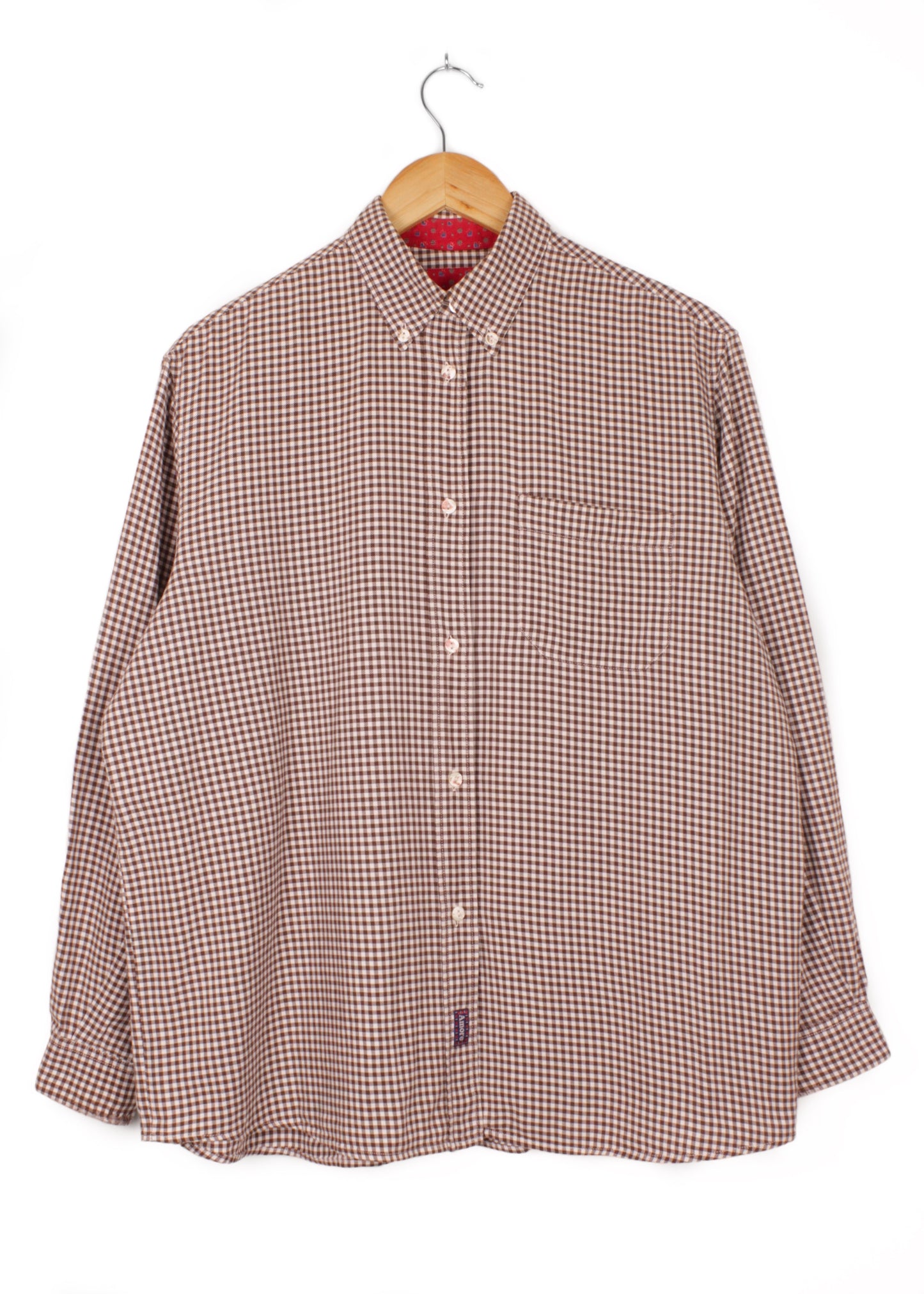 Women's checked shirt in brown and white