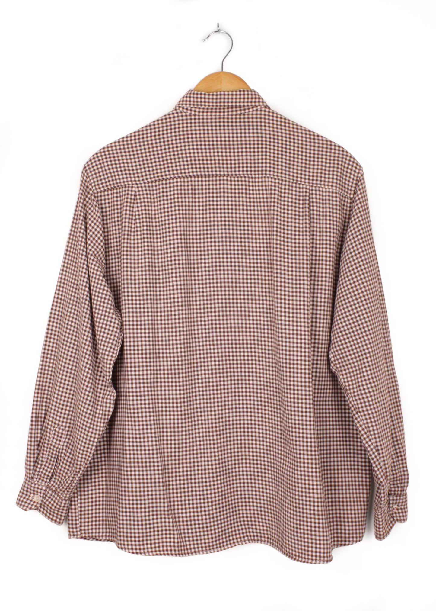 Women's checked shirt in brown and white