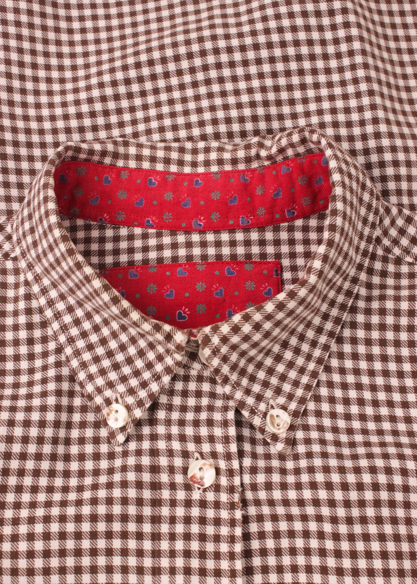 Women's checked shirt in brown and white
