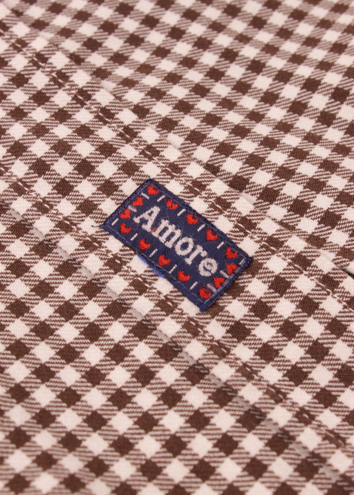 Women's checked shirt in brown and white