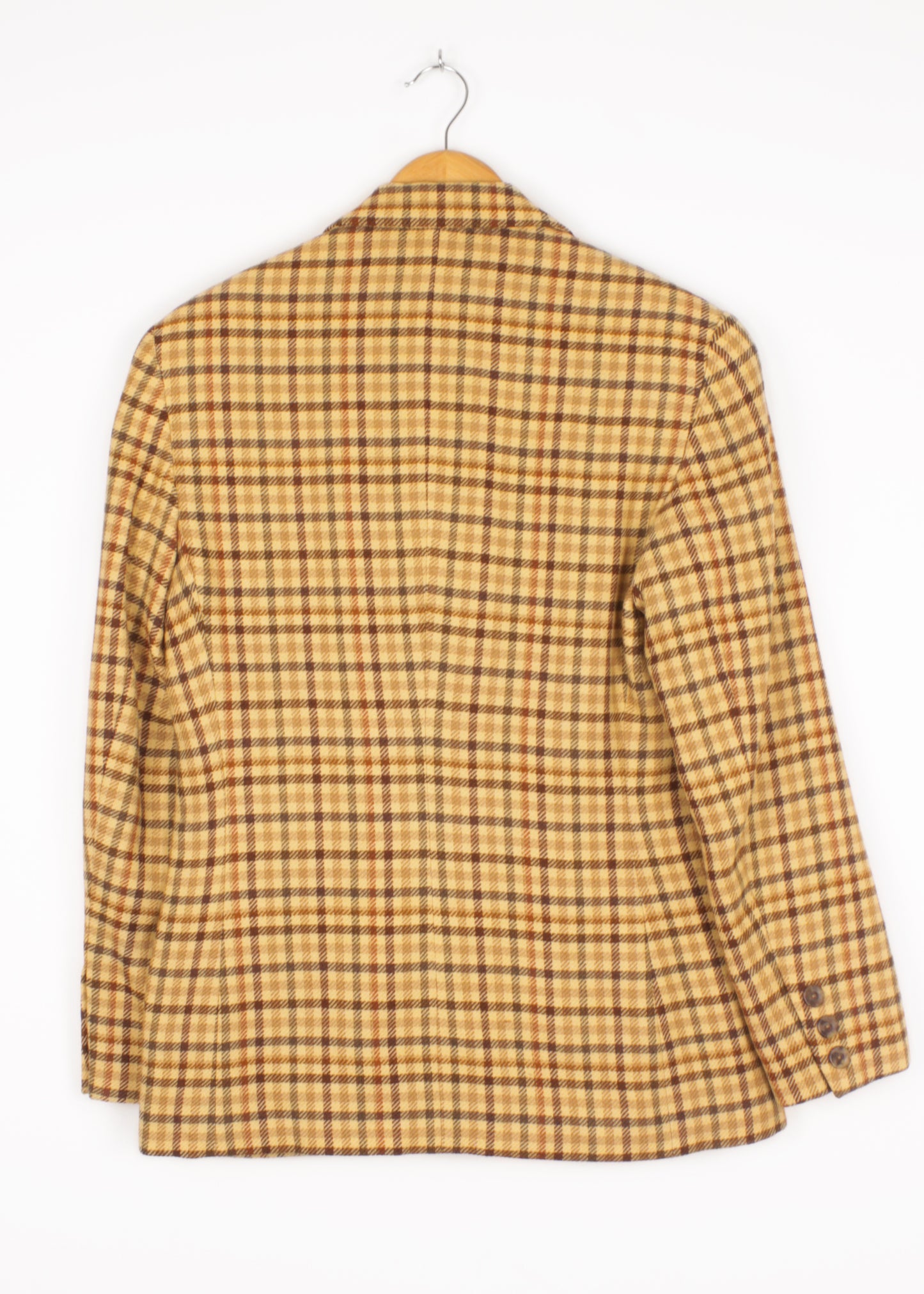 Women's Woolen checked jacket in yellow and brown