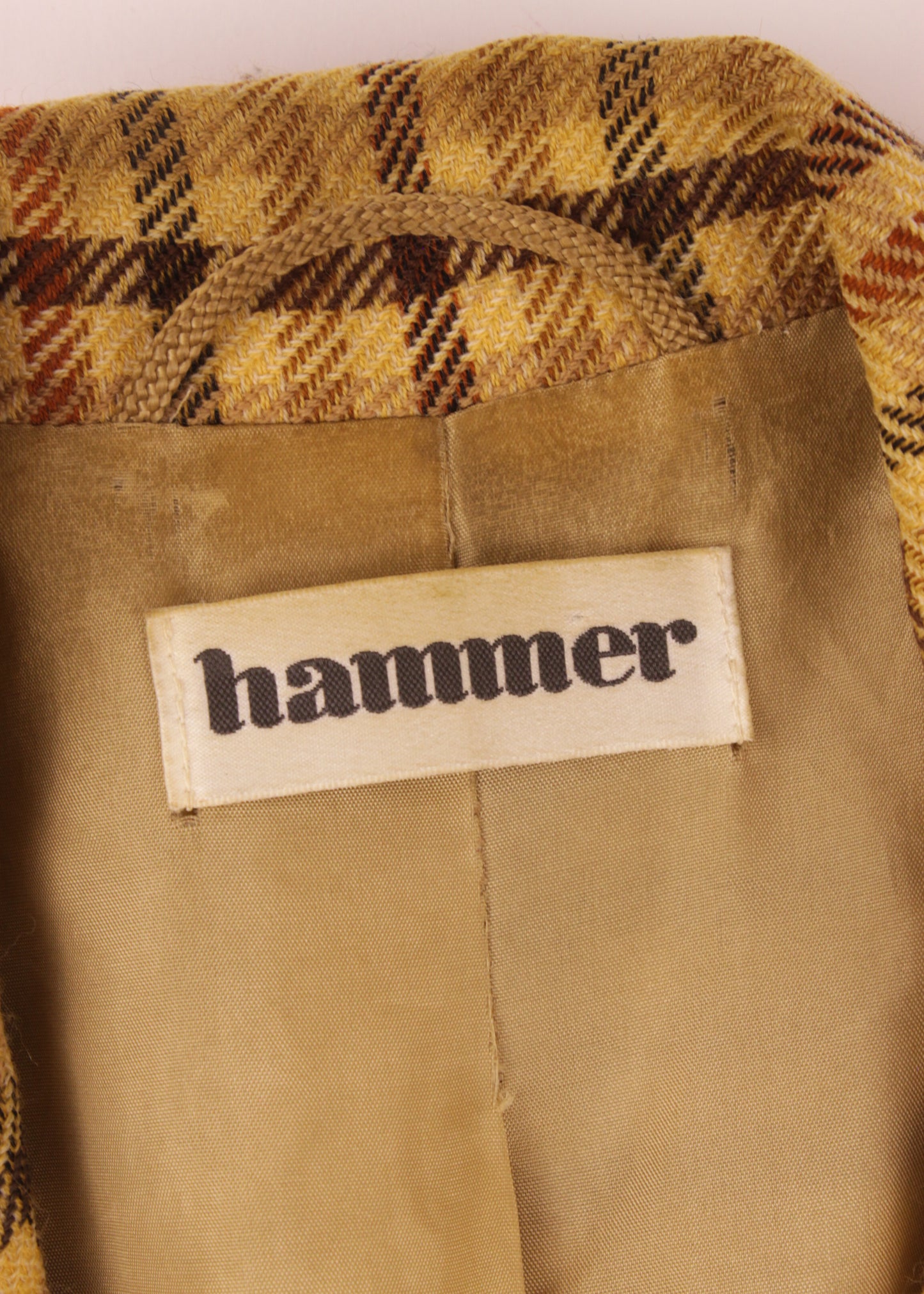 Women's Woolen checked jacket in yellow and brown