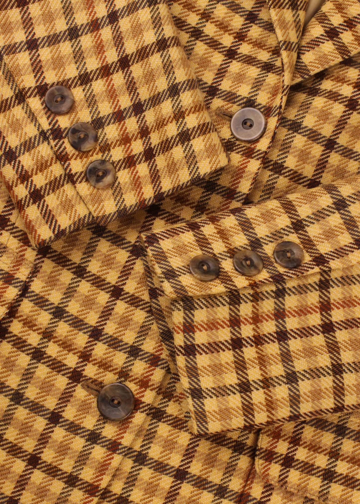 Women's Woolen checked jacket in yellow and brown