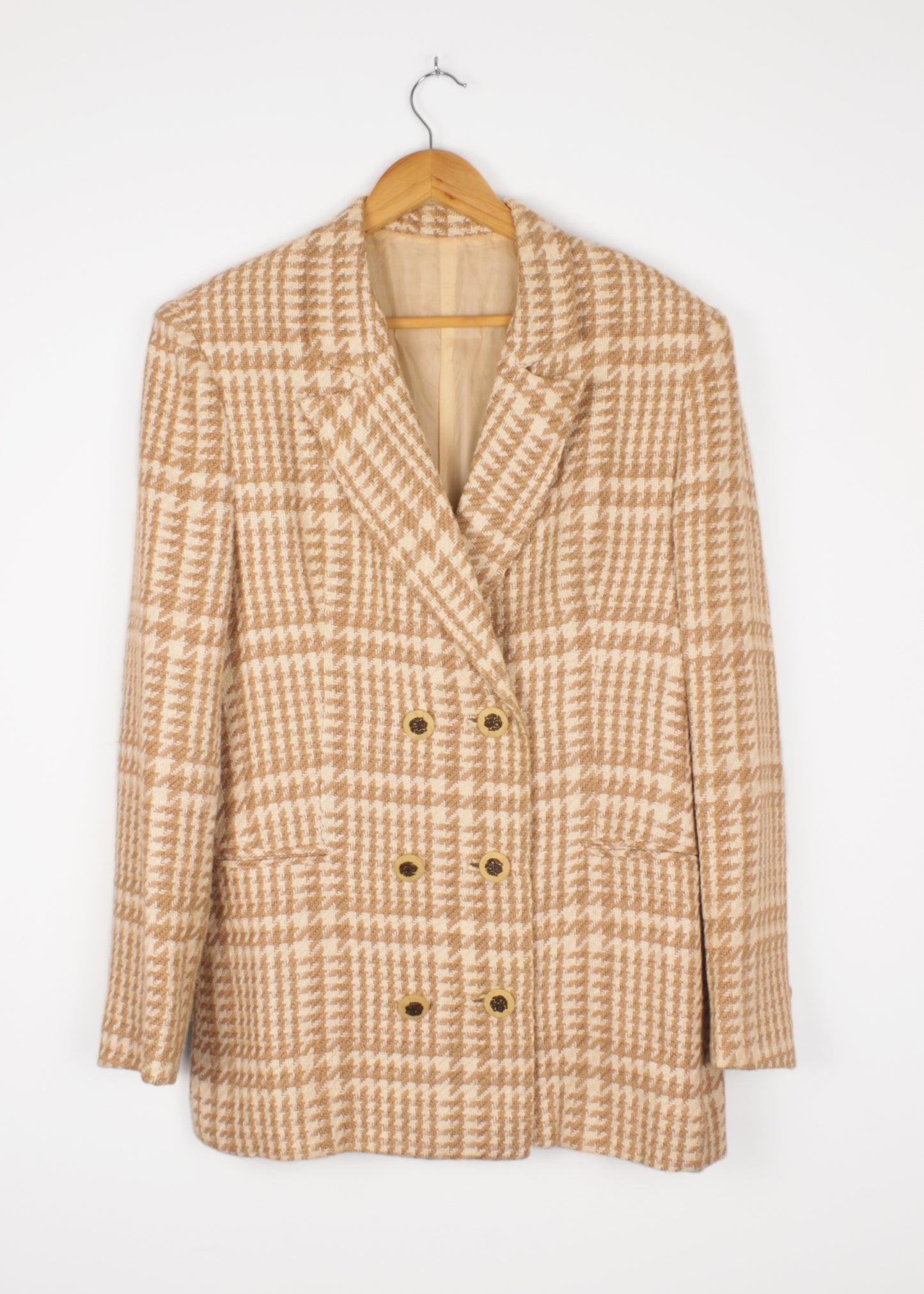 Houndstooth women's jacket in beige and brown