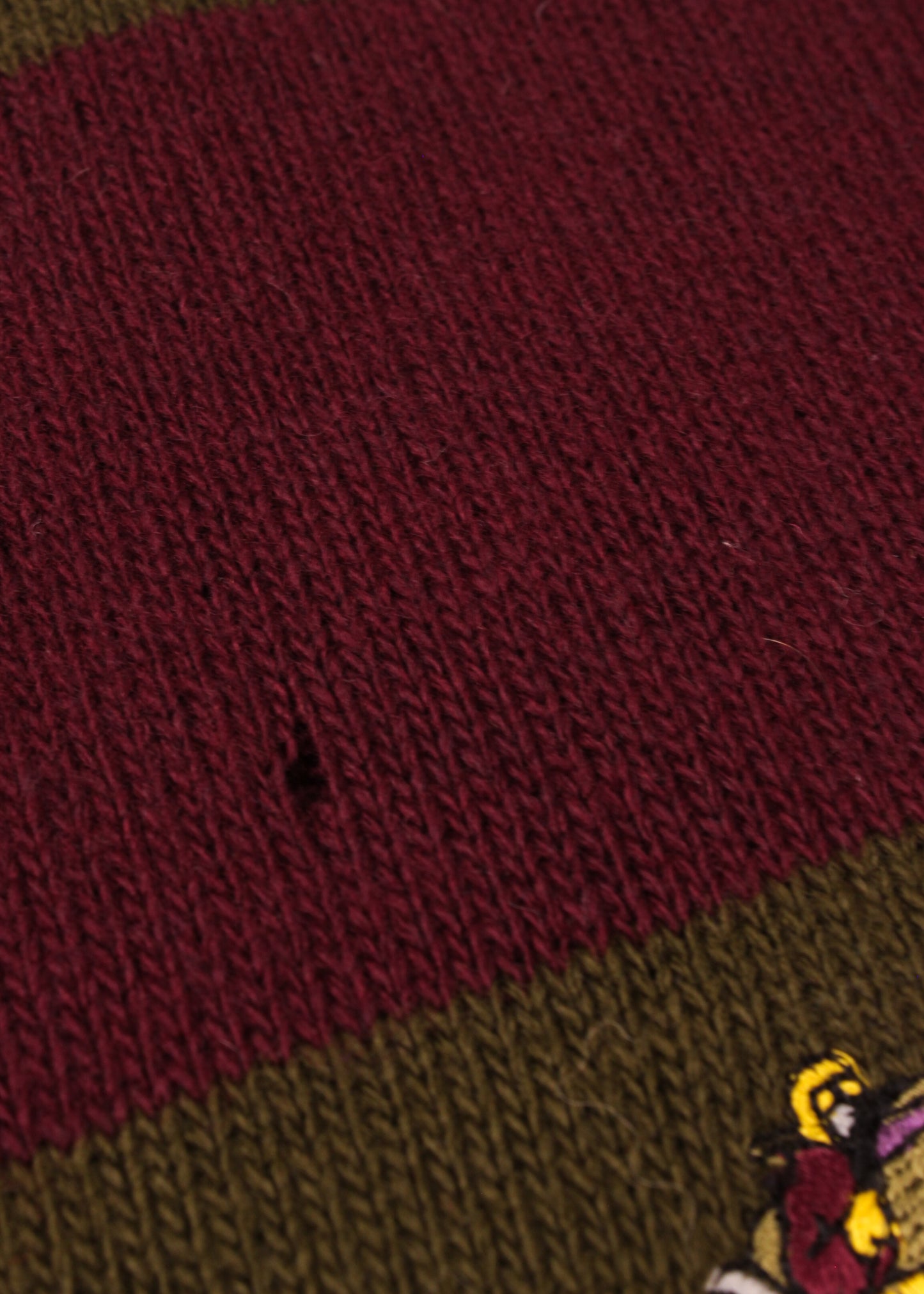 Woolen striped sweater in khaki and burgundy