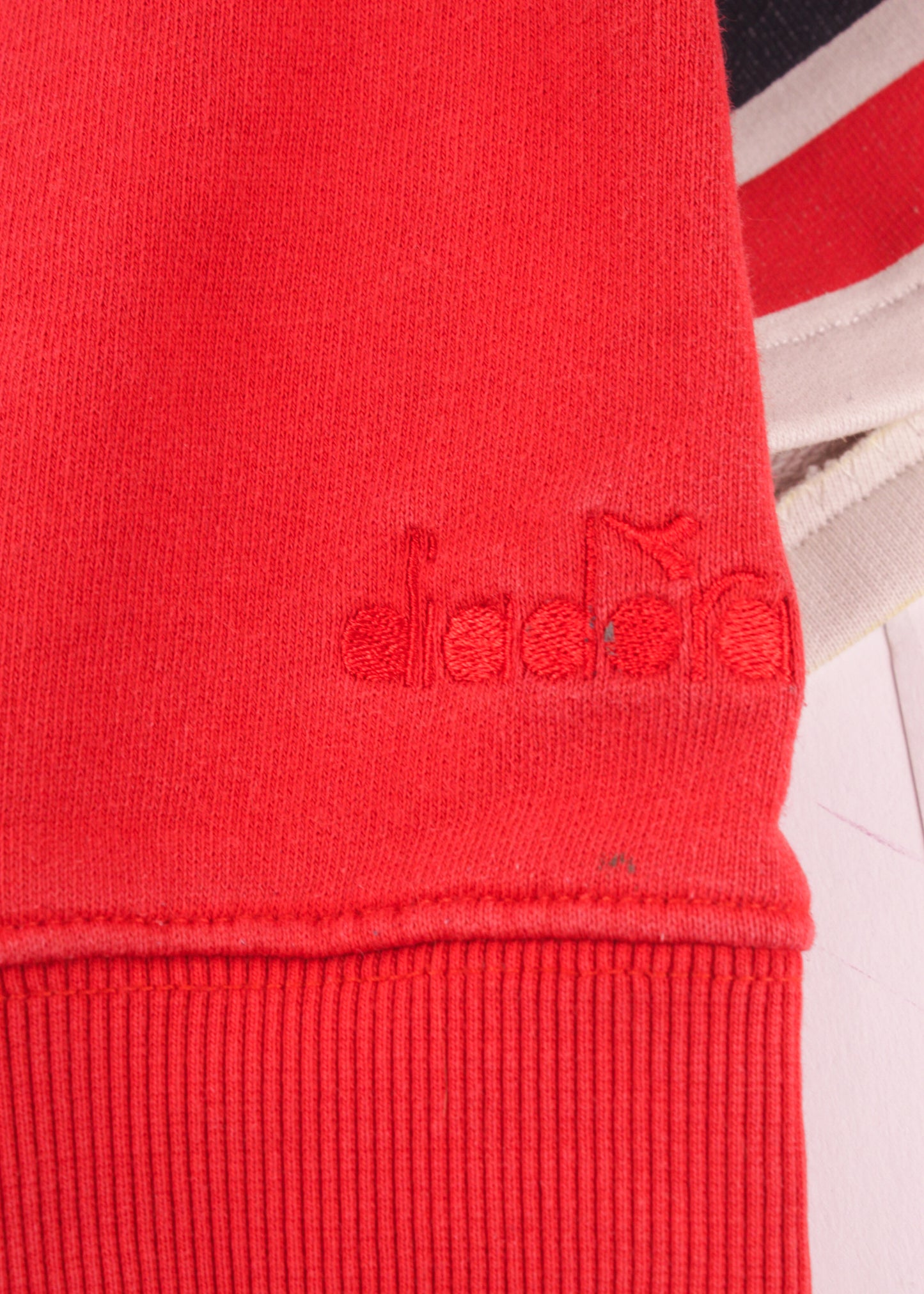 Diadora crop sweatshirt in white and red