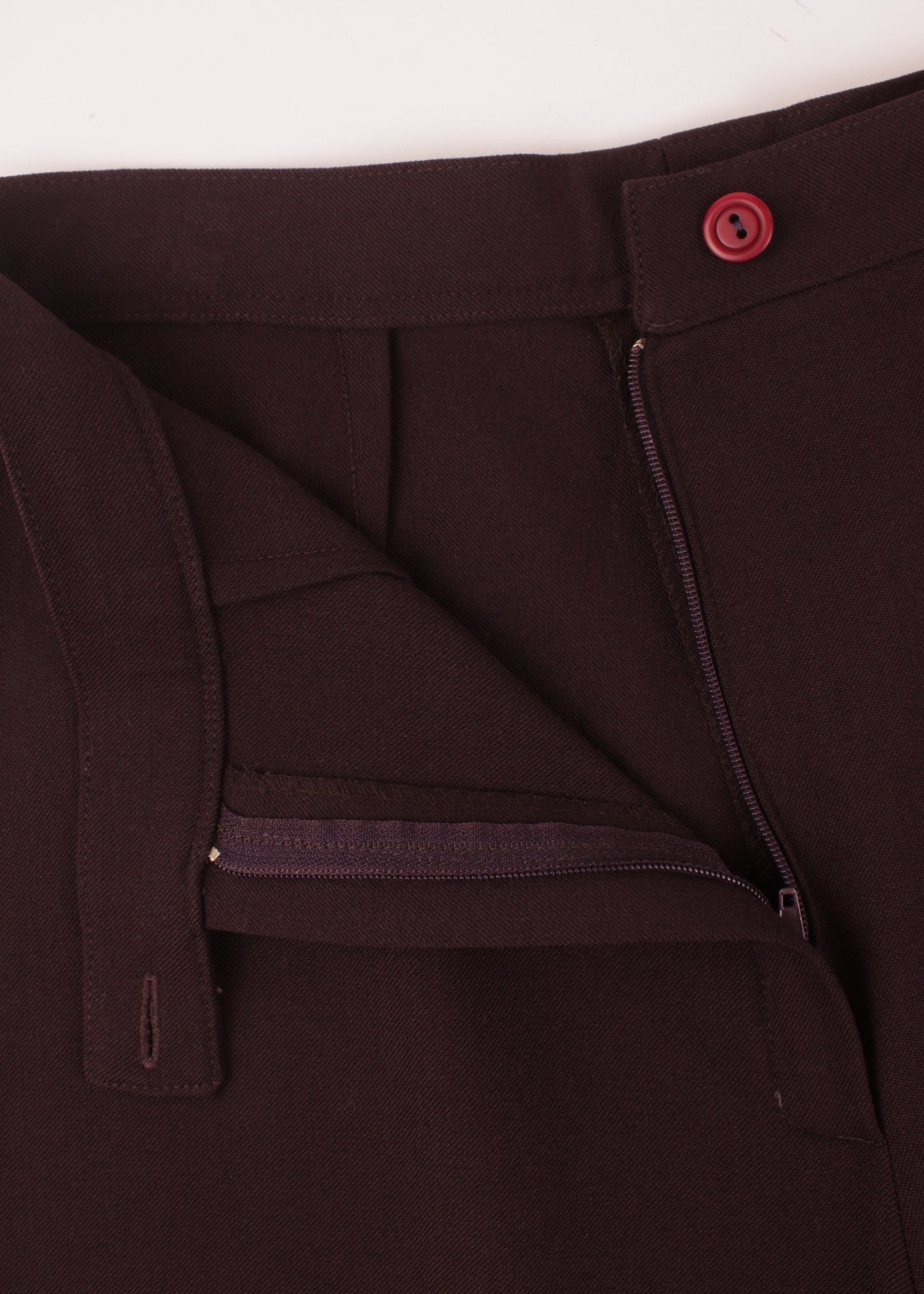 Vintage woolen trousers in burgundy