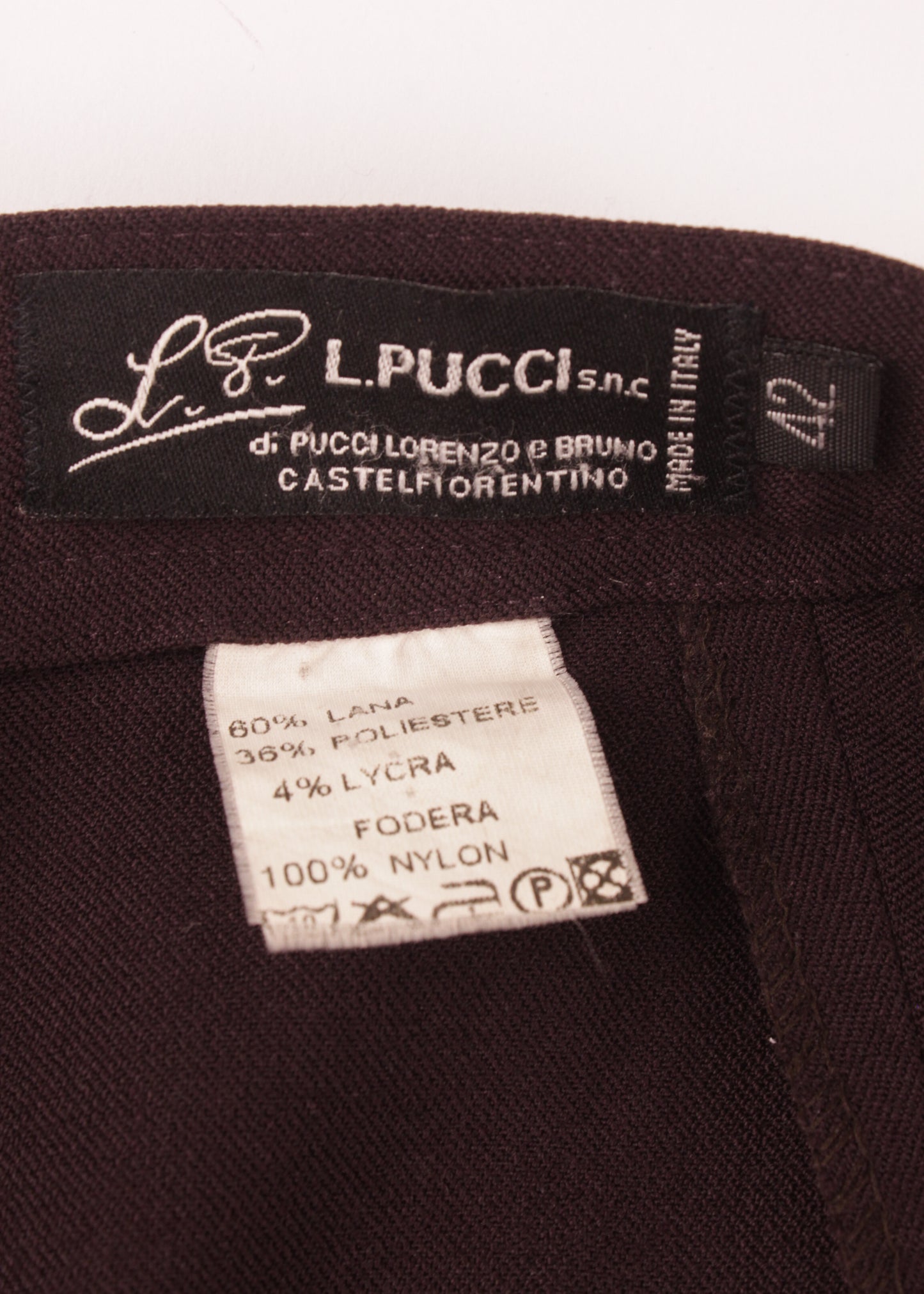 Vintage woolen trousers in burgundy
