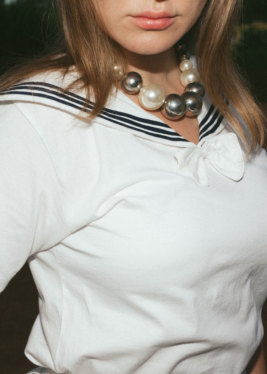 Vintage t-shirt in white with collar