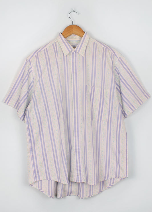 Vintage printed shirt in lilac and salad green