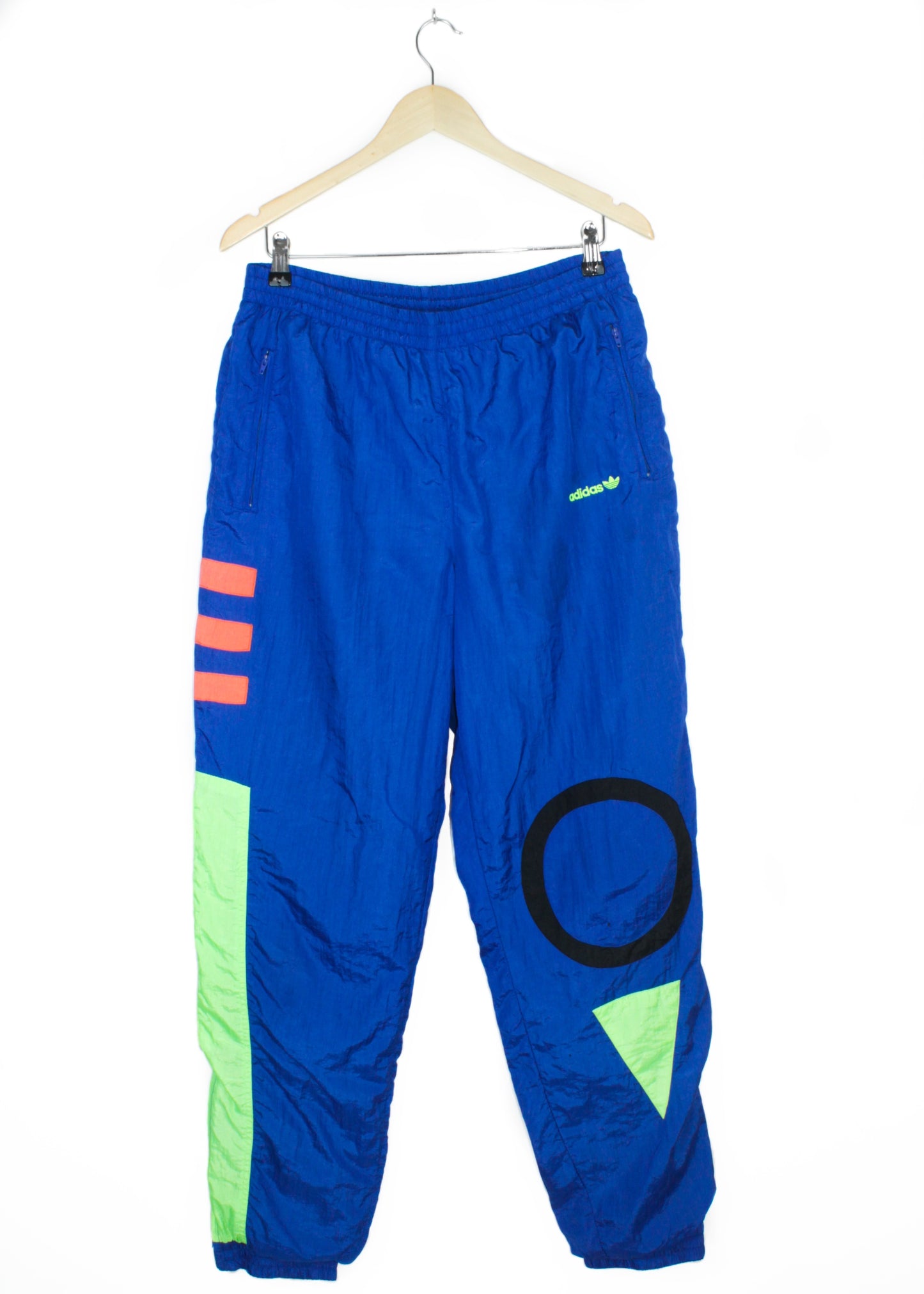 Adidas wind pants in neon blue