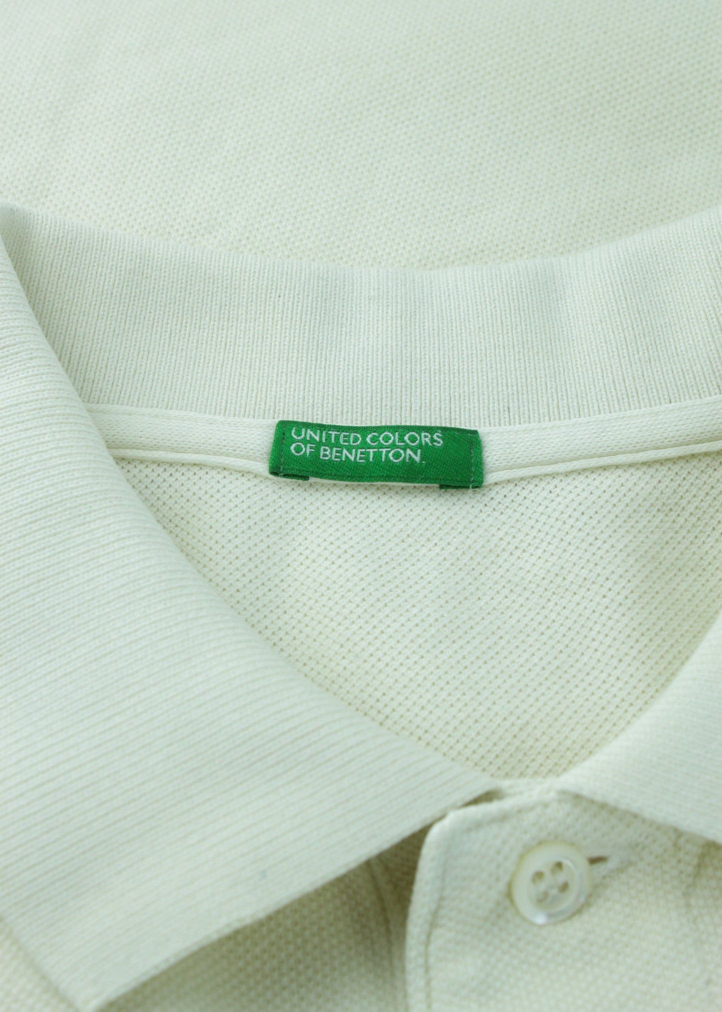 Benetton plain polo t-shirt in cream