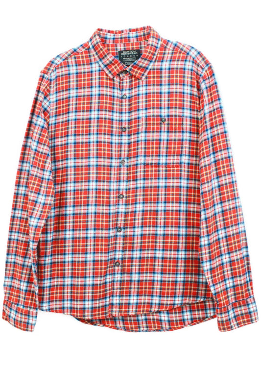 BURTON Long Sleeve Fleece Shirt in Orange Check