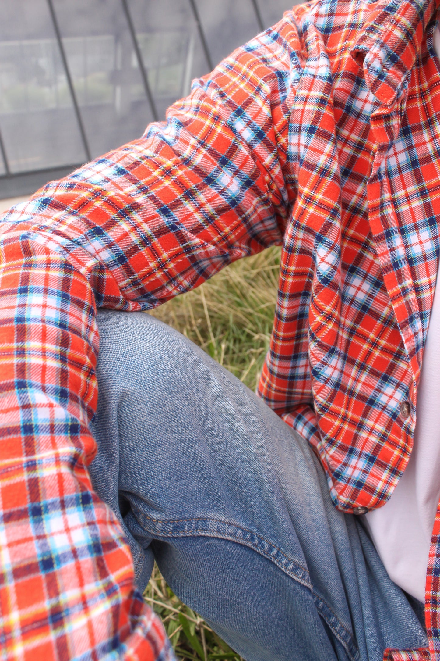 BURTON Long Sleeve Fleece Shirt in Orange Check