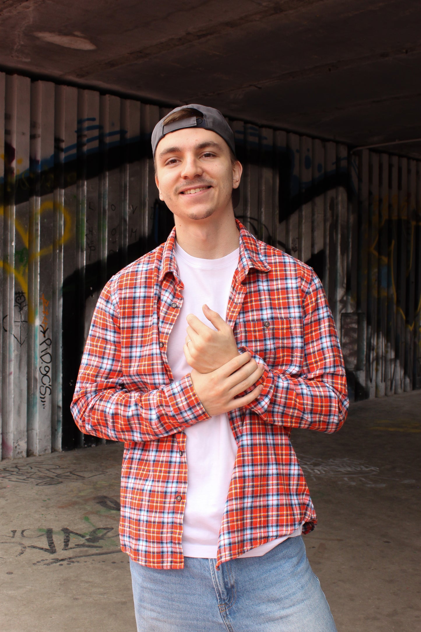 BURTON Long Sleeve Fleece Shirt in Orange Check