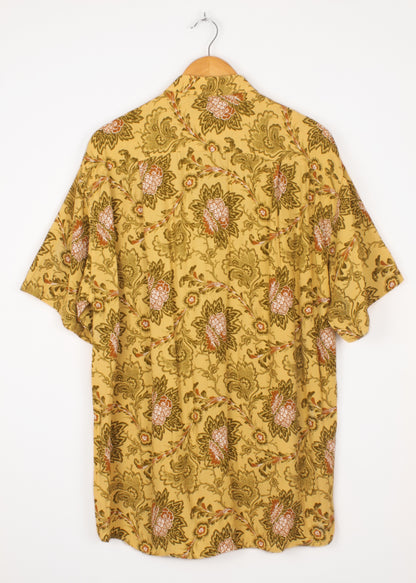 Vintage floral printed shirt in yellow