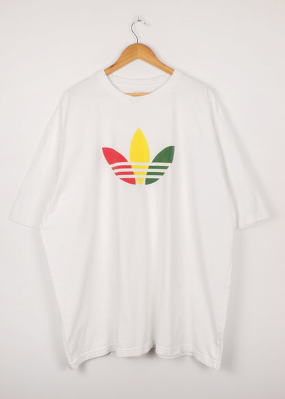 Adidas t-shirt in white with colorful logo