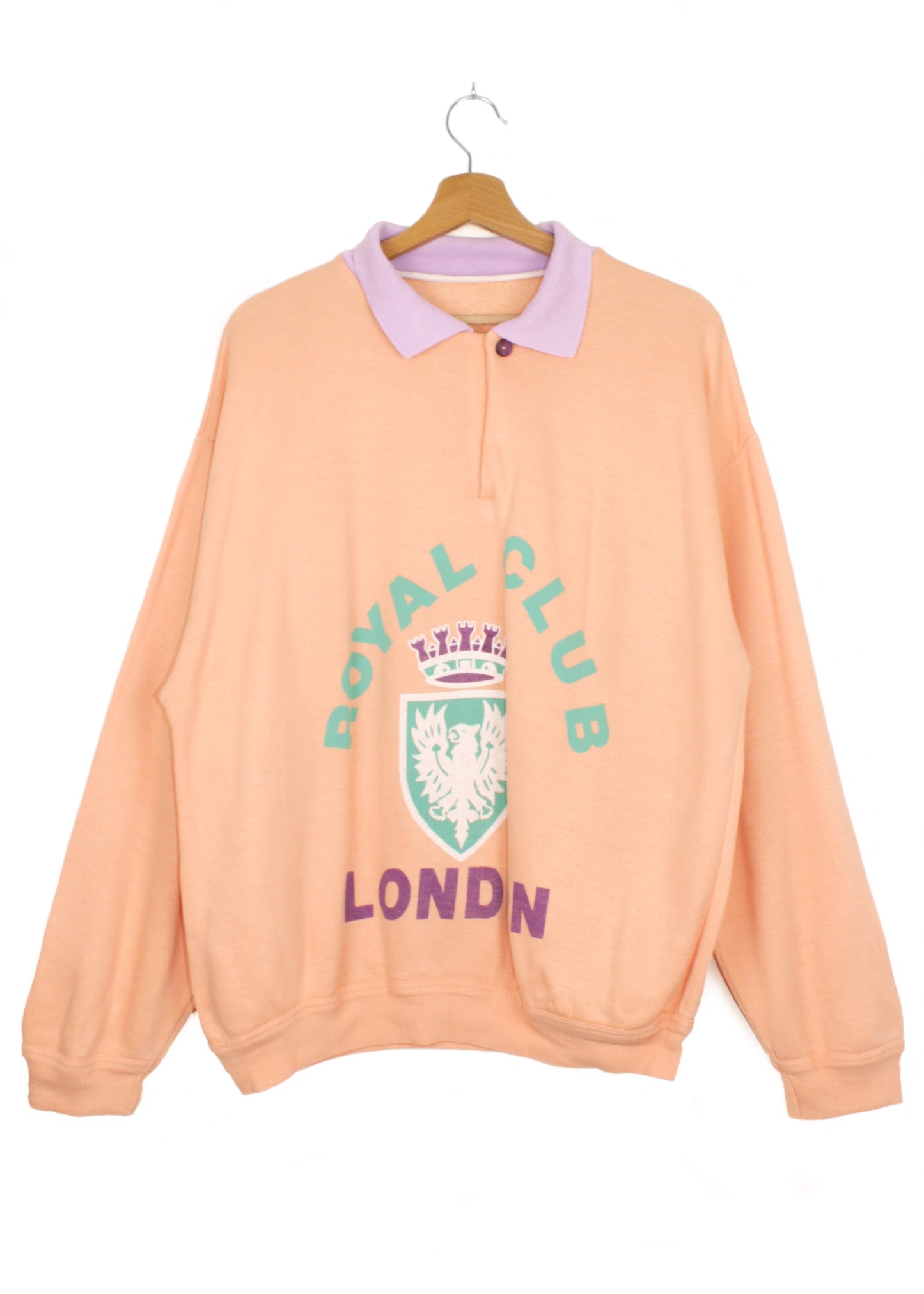 Vintage sweatshirt in apricot with purple collar