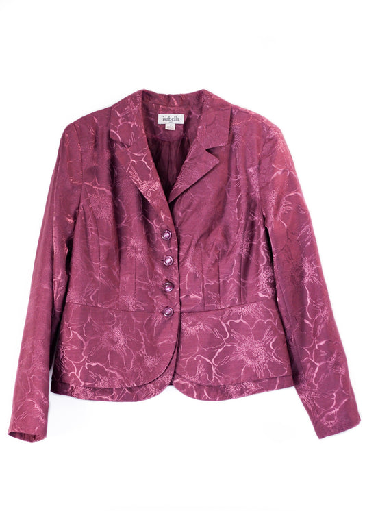 Vintage floral print blazer in purple