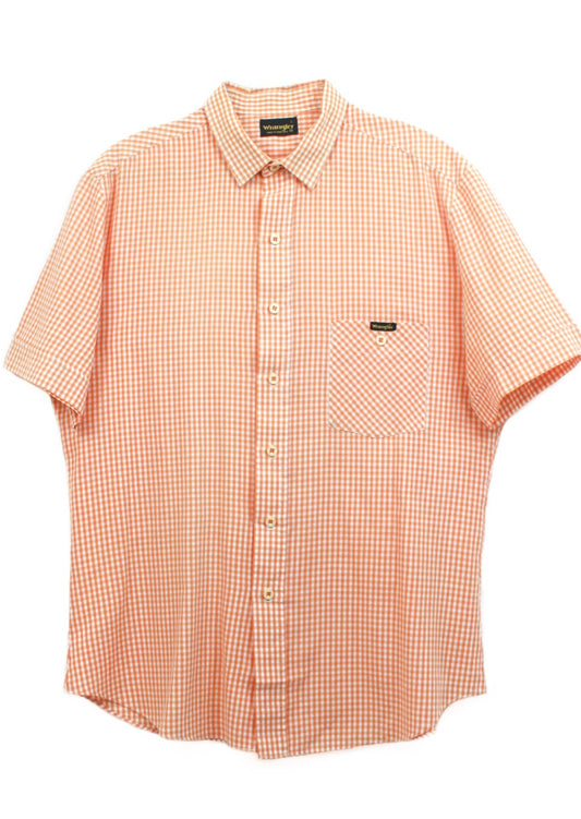 WRANGLER Short Sleeve Checked Shirt in Orange