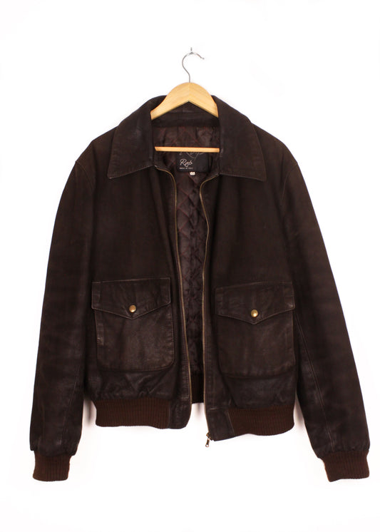 Vintage leather jacket in dark brown