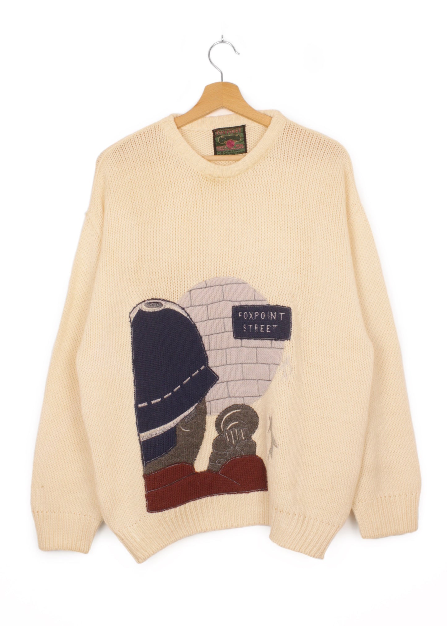 Vintage printed woolen sweater in cream