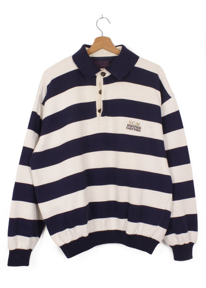 Vintage striped sweatshirt in white and navy